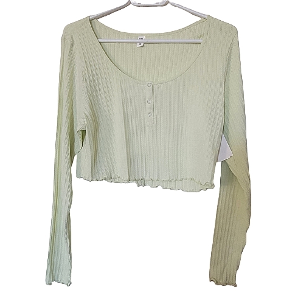 BP Light Green Ribbed Crop Top - Picture 1 of 5